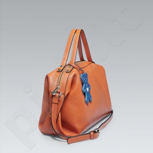 Nucelle - Teddy bear cowhide satchel bag Orange 1170339-33