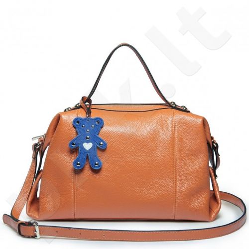 Nucelle - Teddy bear cowhide satchel bag Orange 1170339-33