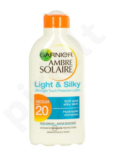 Garnier Ambre Solaire Light & Silky SPF20 Lotion, kosmetika moterims, 200ml