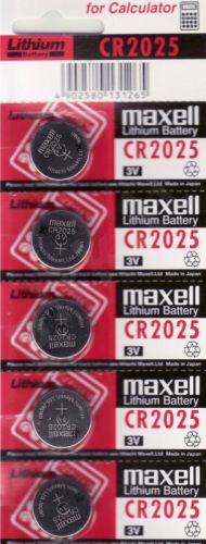 5 vnt. MAXELL CR2025 Lithium 3V elementų