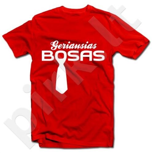 Marškinėliai "Geriausias BOSAS" Vyriški M - Raudona