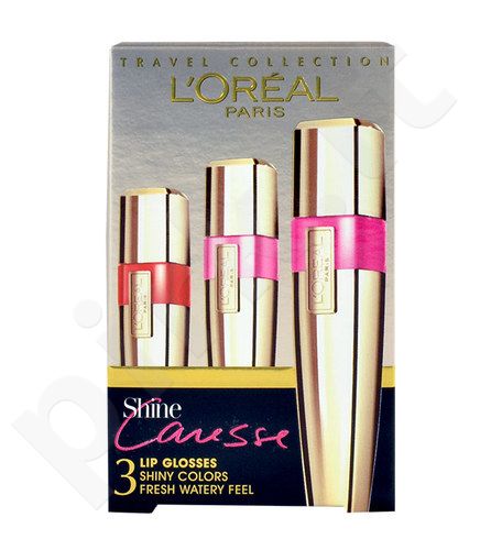 L´Oreal Paris Shine Caresse lūpdažių rinkinys moterims, (3x 6ml Shine Caresse lūpdažis No. 300 + 102 + 400)   