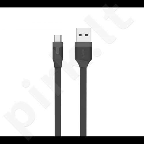 Kabelis Muvit USB - Micro USB abipusis 1m 2.4A juodas