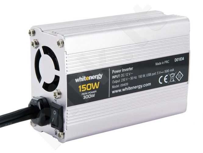 Whitenergy Inverteris AC/DC 12V (automobilis) 230V, 150W USB jugtis, mini