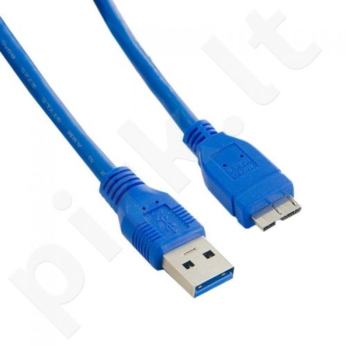 4World Kabelis USB 3.0 AM- Micro BM 2.0m| mėlynas