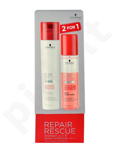 Schwarzkopf BC Bonacure Repair Rescue, rinkinys šampūnas moterims, (250ml Repair Rescue šampūnas + 200ml Repair Rescue purškiamas kondicionierius)
