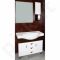 Vonios kambario baldų komplektas M-3007 (pakabinama spintelė, veidrodis, pastatoma spintelė, keramikinis praustuvas)
