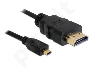 Delock kabelis HDMI/HDMI micro 1m male/male V1.4, nikeliuoti antgaliai