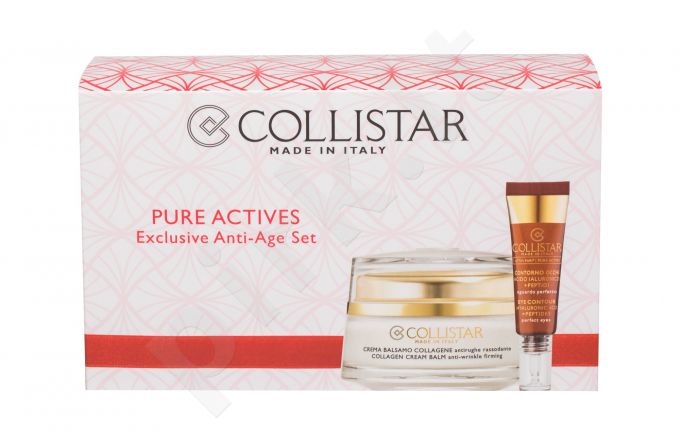 Collistar Collagen Cream Balm, Pure Actives, rinkinys dieninis kremas moterims, (Day Care 50 ml + Eye Contour Hyaluronic Acid 15 ml)
