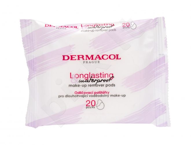 Dermacol Longlasting & Waterproof, drėgnosios servetėlės moterims, 20pc