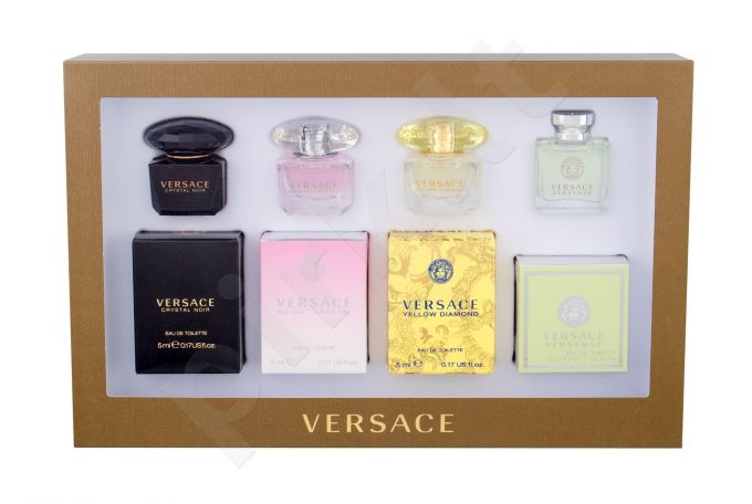 Versace Mini Set 4, rinkinys tualetinis vanduo moterims, (EDT Versense 5 ml + EDT Yellow Diamond 5 ml + EDT Bright Crystal 5 ml + EDT Crystal Noir 5 ml)