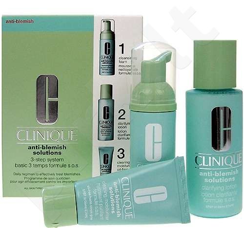 Clinique Anti-Blemish Solutions, rinkinys prausiamasis vanduo moterims, (50ml Anti-blemish Solutions Cleansing Foam + 100ml Anti-Blemish Solutions Clarifying Lotion +30ml Anti-Blemish Solutions Clearin)