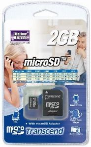 Atminties kortelė Transcend microSD 2GB + Adapteris