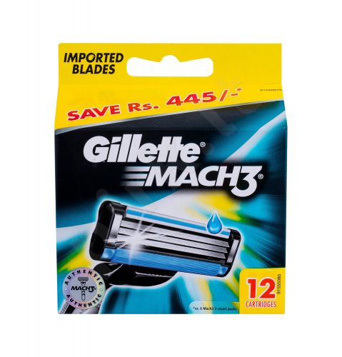 Gillette Mach3, skutimosi peiliukų galvutės vyrams, 12pc