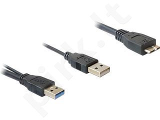 Delock cable USB 3.0-AM -> USB 3.0-micro BM+ USB 2.0-AM, 20 cm, black