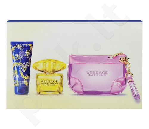 Versace Intense, Yellow Diamond, rinkinys kvapusis vanduo moterims, (EDP 90ml + 100ml kūno pienelis + hand krepšys)