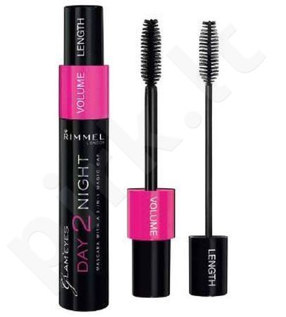 Rimmel London Day 2 Night, blakstienų tušas moterims, 9,5ml, (001 Black)