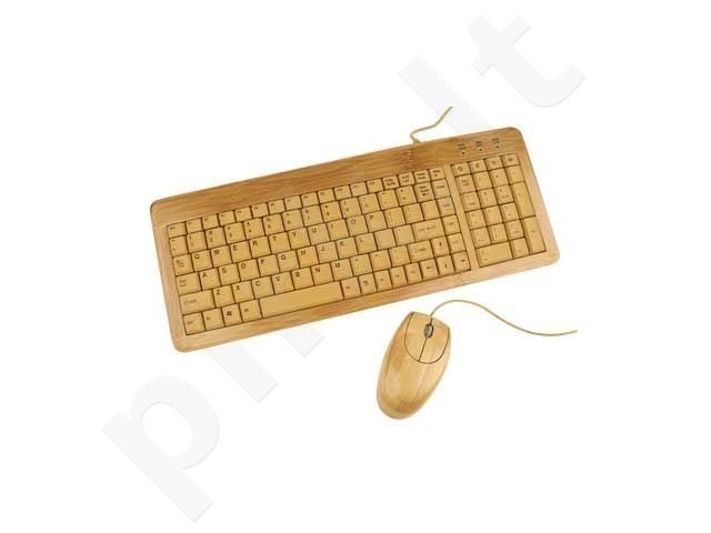 Klaviatūra EnerGenie Bambukas USB + Pelė USB