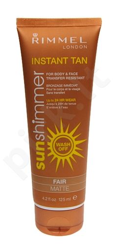 Rimmel London Sun Shimmer Instant Tan, savaiminio įdegio produktas moterims, 125ml, (Fair Matte)