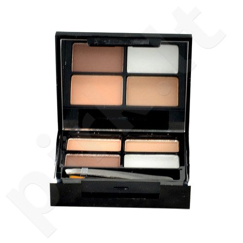 Makeup Revolution London Focus & Fix, Eyebrow Shaping Kit, dažų paletė antakiams moterims, 5,8g, (Medium Dark)