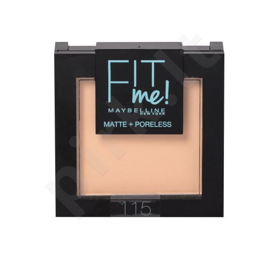 Maybelline Fit Me!, Matte + Poreless, kompaktinė pudra moterims, 9g, (115 Ivory)