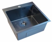 Nerūdijančio plieno plautuvė D5151HB BLACK su sifonu