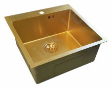 Nerūdijančio plieno plautuvė D5151HG GOLD su sifonu