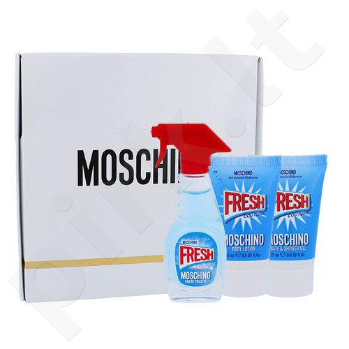 Moschino Fresh Couture, rinkinys tualetinis vanduo moterims, (EDT 5 ml + dušo želė 25 ml + kūno losjonas 25 ml)