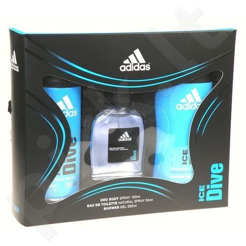 Adidas Ice Dive rinkinys vyrams, (EDT 50ml + 150ml dezodorantas + 250ml dušo želė)