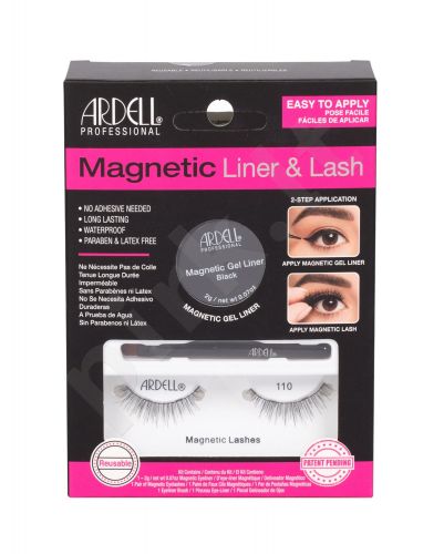 Ardell 110, Magnetic Liner & Lash, rinkinys dirbtinės blakstienos moterims, (Magnetic Lashes 110 1 pair + Magnetic želė Line 2 g Black + Liner Brush 1 pc), (Black)