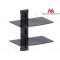 Maclean MC-662 2-Tier Sieninis Floating Glass Shelf Support DVD Console PS3 Xbox