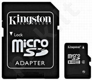 Atminties kortelė Kingston microSDHC 8GB CL4 + Adapteris