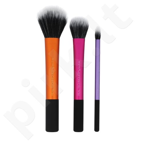 Real Techniques Brushes, rinkinys šepetėlis moterims, (Brush for face 1 ks + brush for eyes 1ks + contour brush1 ks)