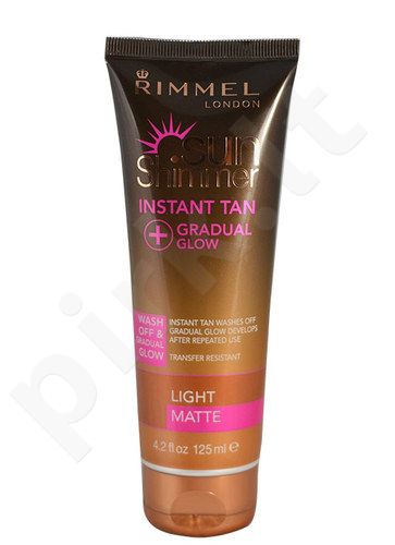 Rimmel London Sun Shimmer Instant Tan, Gradual Glow Matte, savaiminio įdegio produktas moterims, 125ml, (Medium Matte)