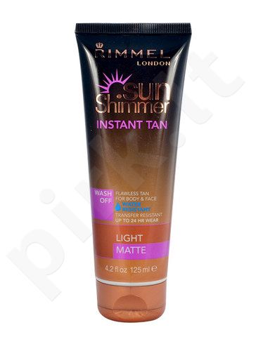 Rimmel London Sun Shimmer Instant Tan, savaiminio įdegio produktas moterims, 125ml, (Light Matte)