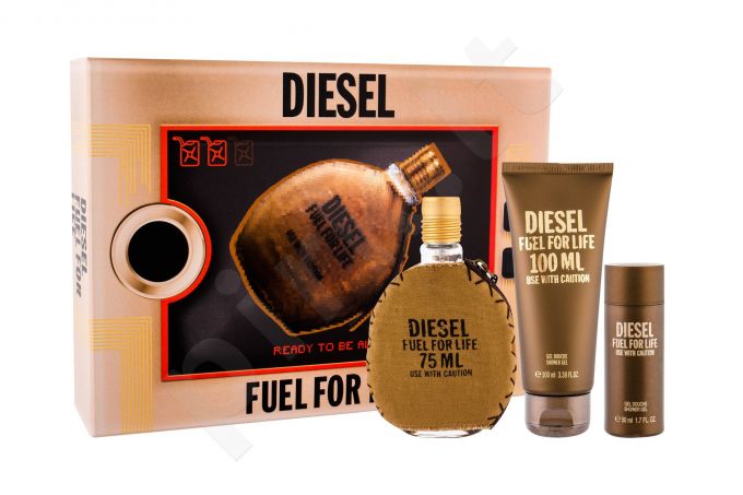 Diesel Fuel For Life Homme, rinkinys tualetinis vanduo vyrams, (EDT 75 ml + Showr želė 100 ml + dušo želė 50 ml)