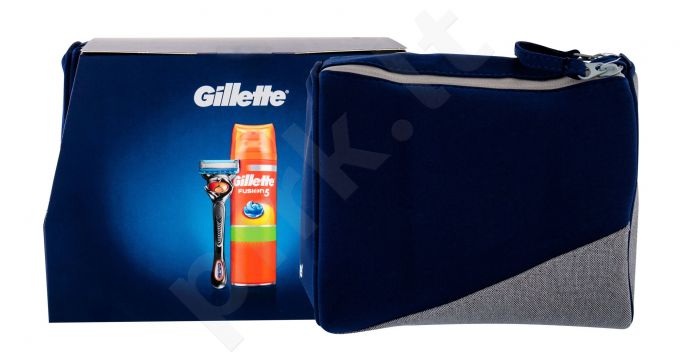 Gillette Flexball, Fusion Proglide, rinkinys skutimosi peiliukai vyrams, (Shaver with One Head + skutimosi želė Fusion5 Ultra Sensitive 200 ml + kosmetika krepšys)