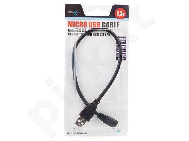 Natec USB 2.0 micro USB kabelis AM-MBM5P 0.3M, juodas, blisteris