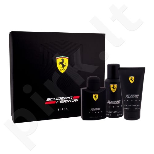 Ferrari Scuderia Ferrari Black, rinkinys tualetinis vanduo vyrams, (EDT 125 ml + dušo želė 150 ml + dezodorantas 150 ml)