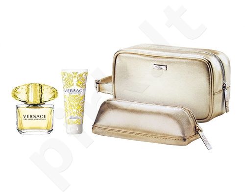 Versace Yellow Diamond, rinkinys tualetinis vanduo moterims, (EDT 90ml + 100ml kūno losjonas + kosmetika krepšys)
