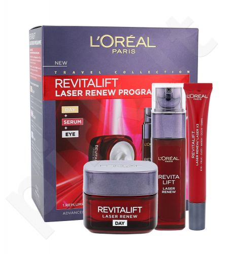 L´Oréal Paris Revitalift Laser Renew, rinkinys dieninis kremas moterims, (Daily skin care 50 ml + veido serumas 30 ml + paakių kremas 15 ml)
