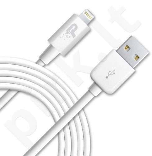Kabelis Patriot Sync and Charge Lightning USB (sk. iPhone, iPad, iPod) baltas