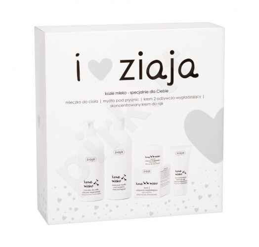 Ziaja Goat´s Milk, rinkinys dušo kremas moterims, (kremas Shower muilas 500 ml + kūno losjonas 400 ml + Daily Facial Care 50 ml + rankų kremas 50 ml)