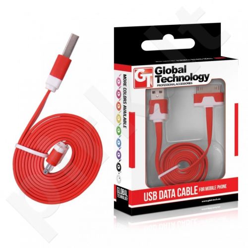 CABLE USB  iPH.3G/3Gs/4/4s FLAT red