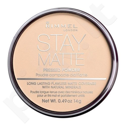 Rimmel London Stay Matte, kompaktinė pudra moterims, 14g, (001 Transparent)