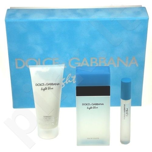 Dolce&Gabbana Light Blue, rinkinys tualetinis vanduo moterims, (EDT 100ml + 100ml kūno kremas + 7,4ml EDT)