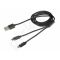 Extreme Media cable microUSB+ Lightning to USB (M), 1m, Black