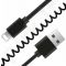 Gembird USB sync ir iPhone įkrovimo spiralinis kabelis, 1,5 m, juodas