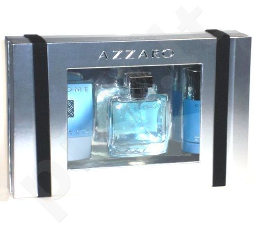 Azzaro Chrome, rinkinys tualetinis vanduo vyrams, (EDT 50ml + 75ml losjonas po skutimosi + 75ml pieštukinis dezodorantas)