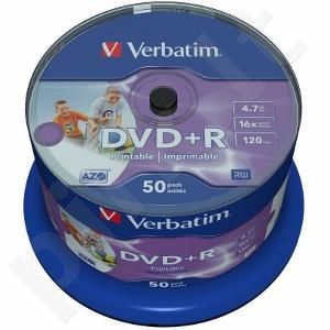 DVD+R Verbatim [ cake box 50 | 4.7GB | 16x | spausdinimui Wide Photo ]